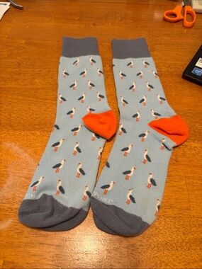 Unsimply Stitched Men's Patterned Socks ~ Sky Blue ~ Seagulls Size (8-13)